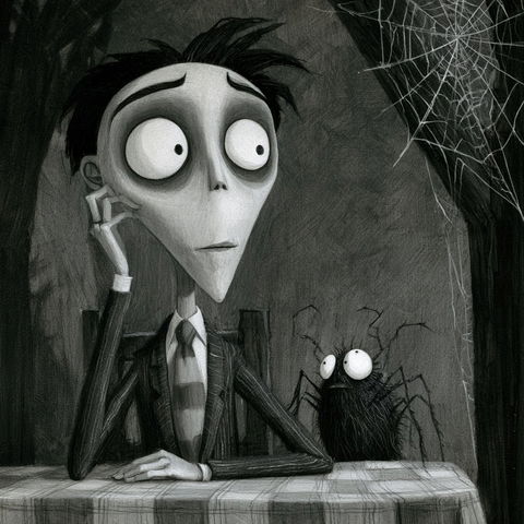 Tim Burton style (Illustrators), Midjourney V8.2