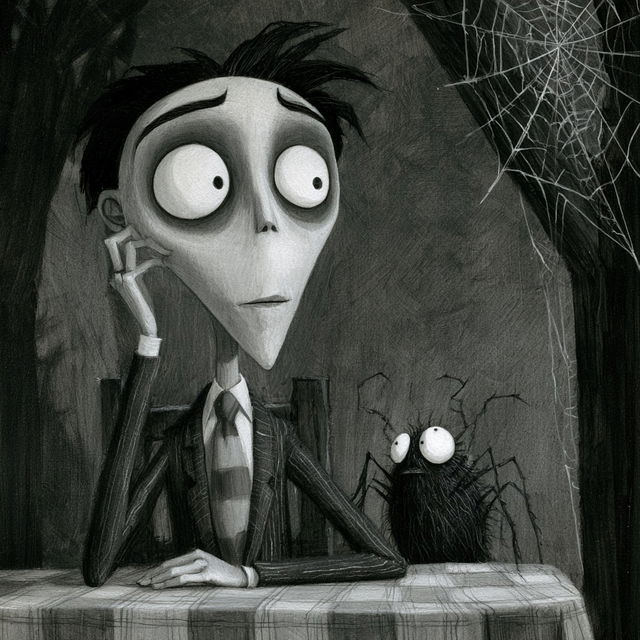 Tim Burton style, Midjourney V8.2, render 1 of 4