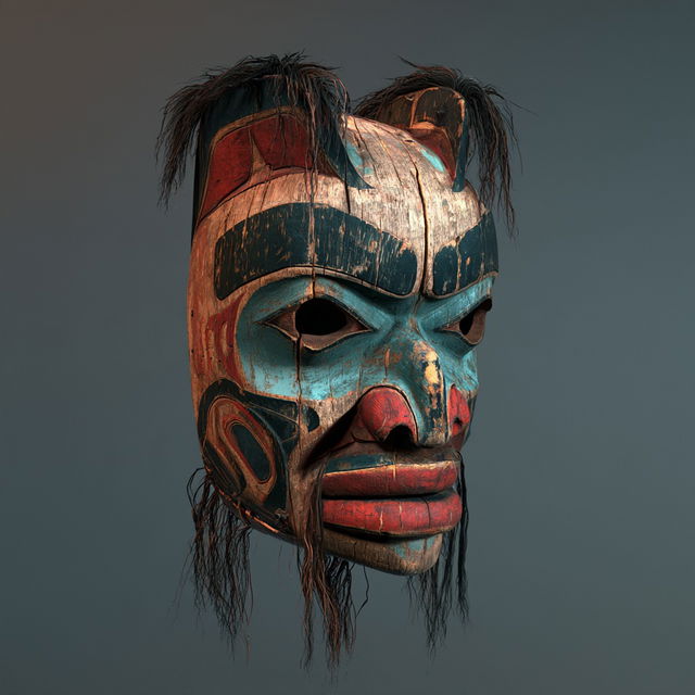 Tlingit mask style, Midjourney V8.2, render 2 of 4