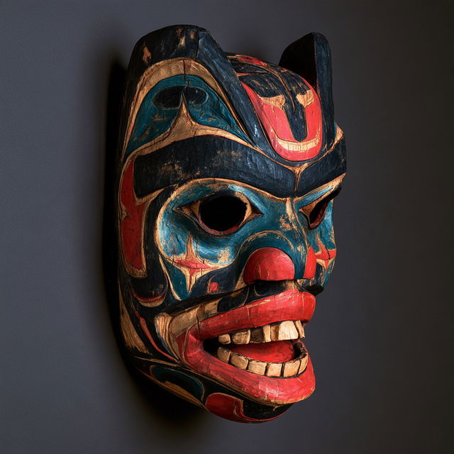 Tlingit mask style, Midjourney V8.2, render 3 of 4
