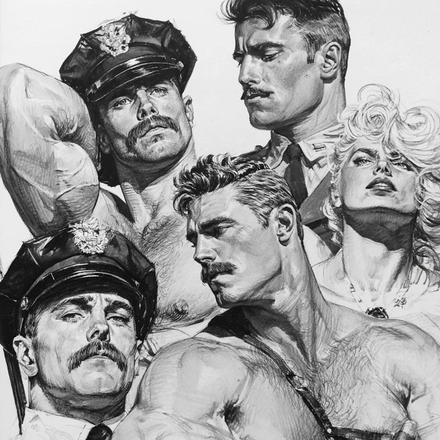 Tom of Finland style, Midjourney V8.2, render 3 of 4
