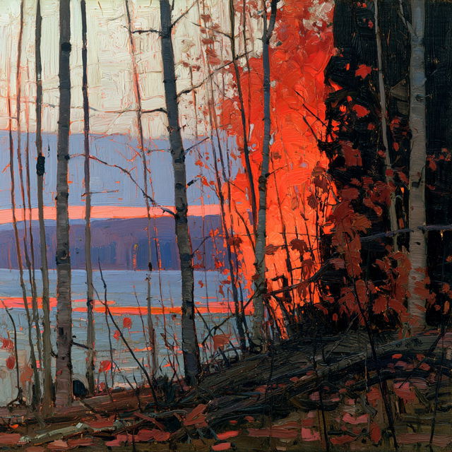 Tom Thomson style, Midjourney V8.2, render 2 of 4