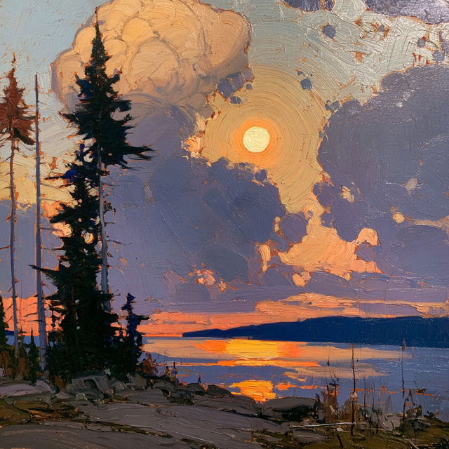 Tom Thomson style, Midjourney V8.2, render 4 of 4