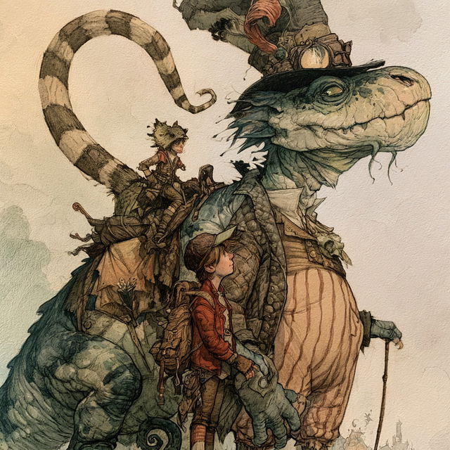 Tony DiTerlizzi style, Midjourney V8.2, render 4 of 4
