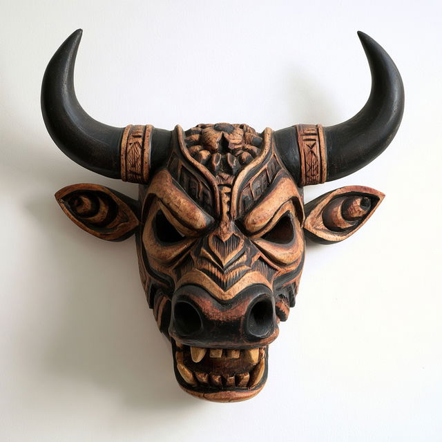 Torito mask style, Midjourney V8.2, render 1 of 4