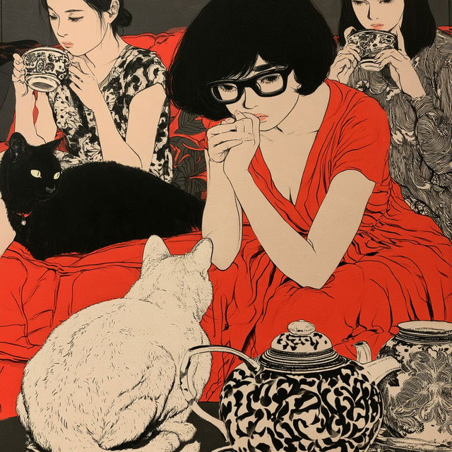 Toshio Saeki style, Midjourney V8.2, render 3 of 4