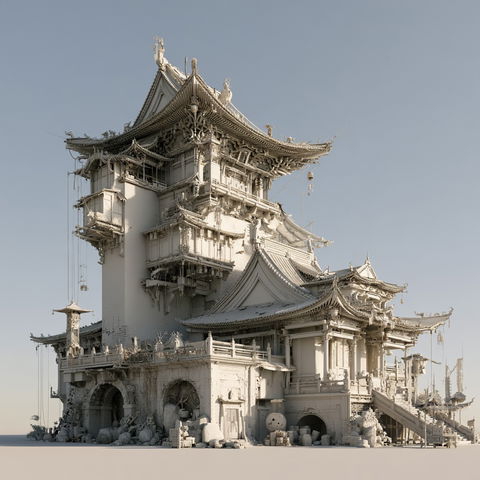 Traditional Chinese architecture style (Genres), Midjourney V8.2