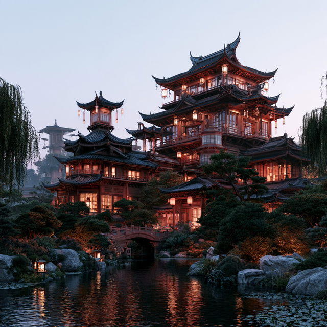 Traditional Chinese architecture style, Midjourney V8.2, render 4 of 4