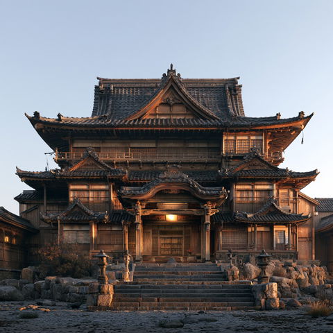 Traditional Japanese architecture style (Genres), Midjourney V8.2