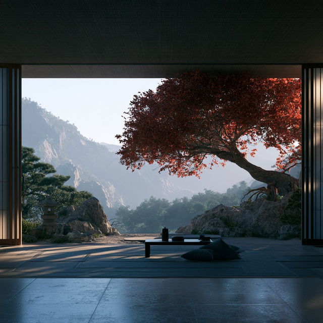 Tranquil atmosphere style, Midjourney V8.2, render 1 of 4