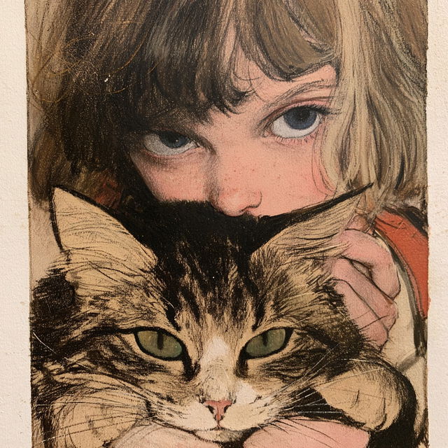 Tsuguharu Foujita style, Midjourney V8.2, render 4 of 4
