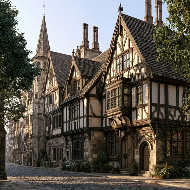 Tudor architecture style, Midjourney V8.2, render 2 of 4