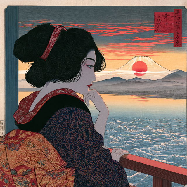 Ukiyo-e style, Midjourney V8.2, render 1 of 4