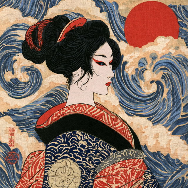 Ukiyo-e style, Midjourney V8.2, render 3 of 4