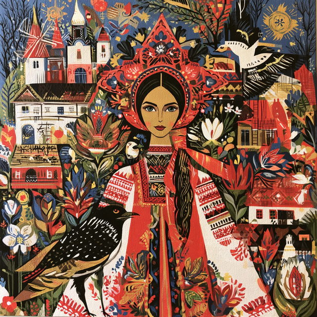 Ukrainian folk art style, Midjourney V8.2, render 4 of 4