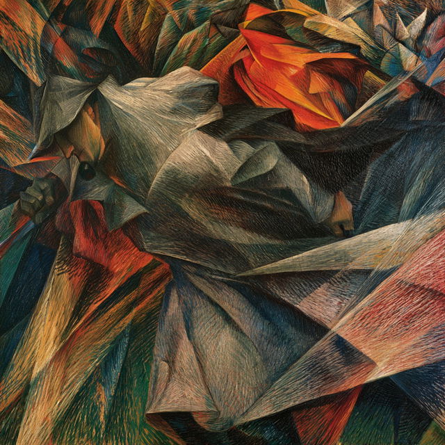 Umberto Boccioni style, Midjourney V8.2, render 2 of 4