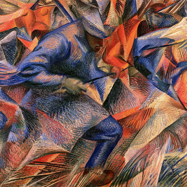 Umberto Boccioni style, Midjourney V8.2, render 1 of 4