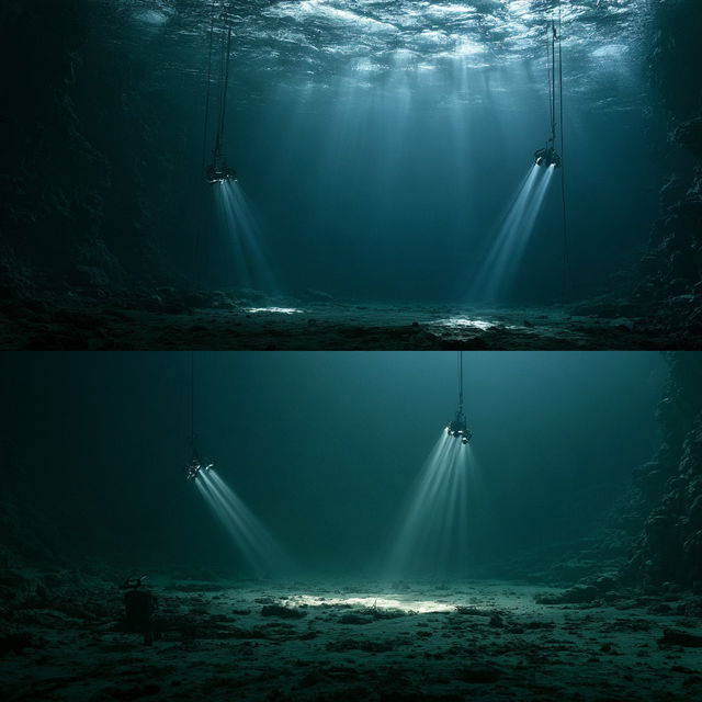 Underwater lighting style, Midjourney V8.2, render 2 of 4