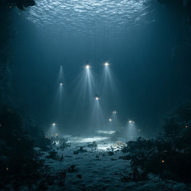 Underwater lighting style, Midjourney V8.2, render 1 of 4