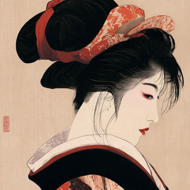 Utamaro style, Midjourney V8.2, render 2 of 4