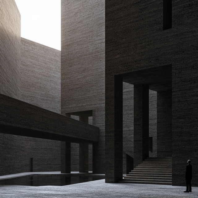 Valerio Olgiati style, Midjourney V8.2, render 2 of 4
