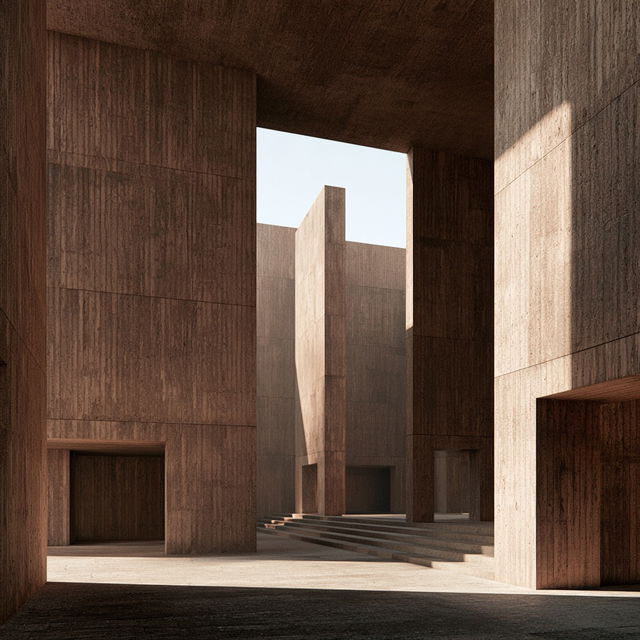 Valerio Olgiati style, Midjourney V8.2, render 1 of 4