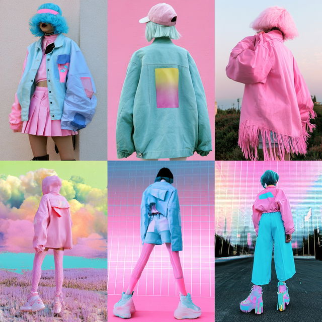 Vaporwave fashion style, Midjourney V8.2, render 2 of 4