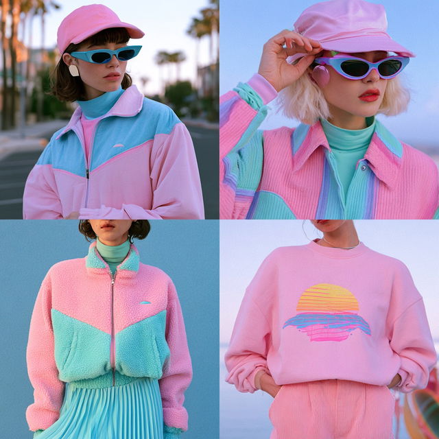 Vaporwave fashion style, Midjourney V8.2, render 3 of 4