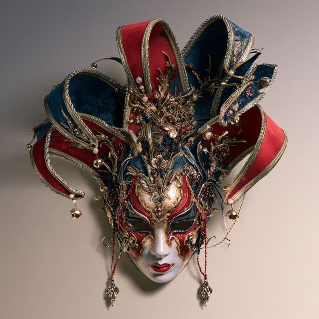 Venetian carnival mask style, Midjourney V8.2, render 3 of 4