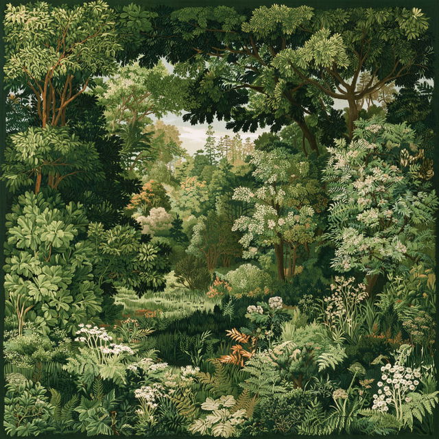 Verdure tapestry style, Midjourney V8.2, render 3 of 4