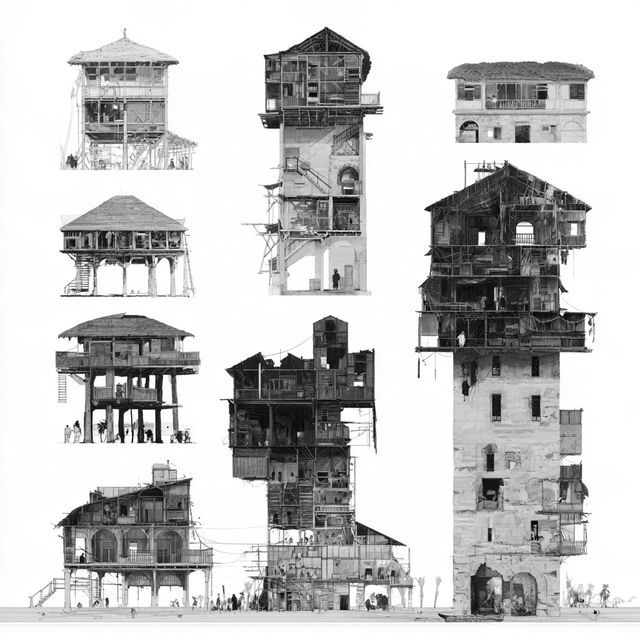 Vernacular architecture style, Midjourney V8.2, render 2 of 4