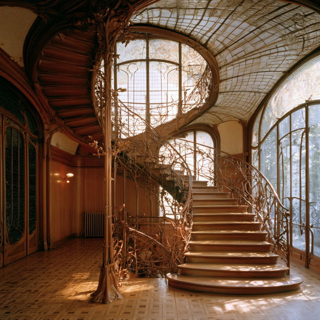 Victor Horta style, Midjourney V8.2, render 3 of 4