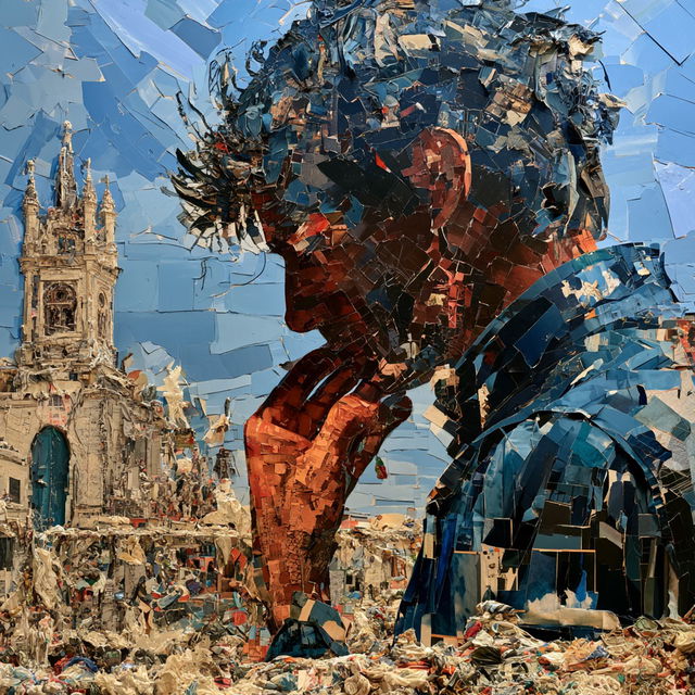 Vik Muniz style, Midjourney V8.2, render 2 of 4