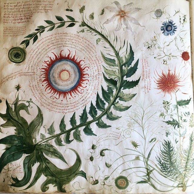 Voynich manuscript style, Midjourney V8.2, render 2 of 4