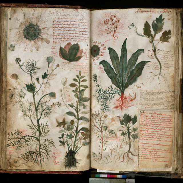 Voynich manuscript style, Midjourney V8.2, render 1 of 4