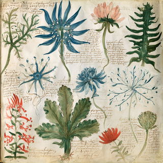 Voynich manuscript style, Midjourney V8.2, render 3 of 4