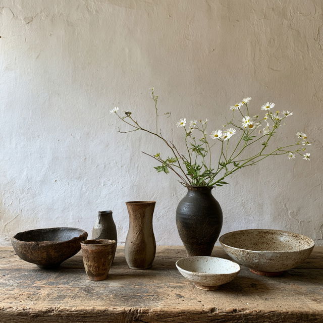 Wabi-sabi style, Midjourney V8.2, render 1 of 4