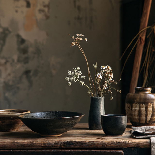 Wabi-sabi style, Midjourney V8.2, render 4 of 4