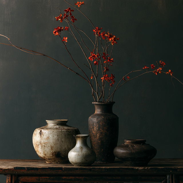 Wabi-sabi style, Midjourney V8.2, render 3 of 4