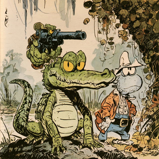 Walt Kelly style, Midjourney V8.2, render 2 of 4
