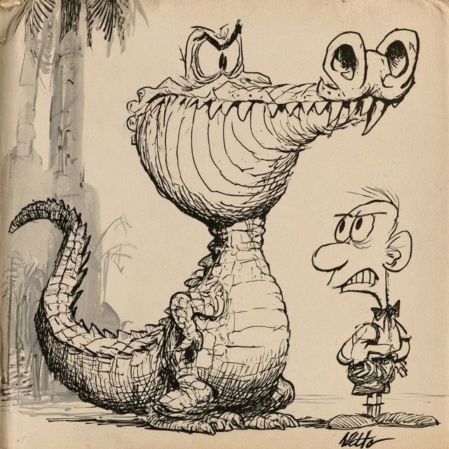 Walt Kelly style, Midjourney V8.2, render 4 of 4