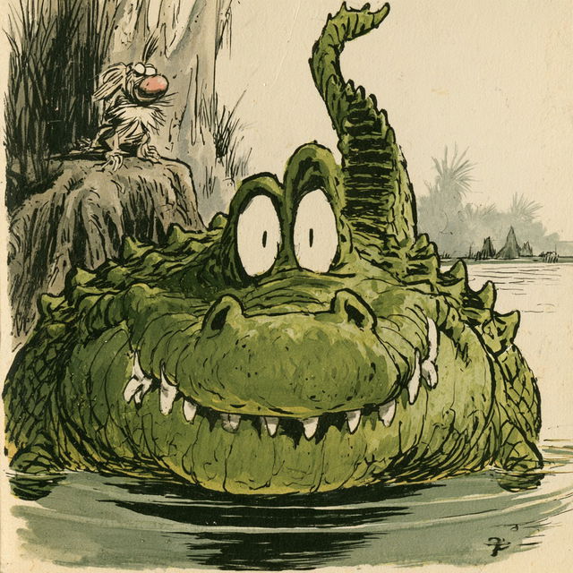 Walt Kelly style, Midjourney V8.2, render 3 of 4