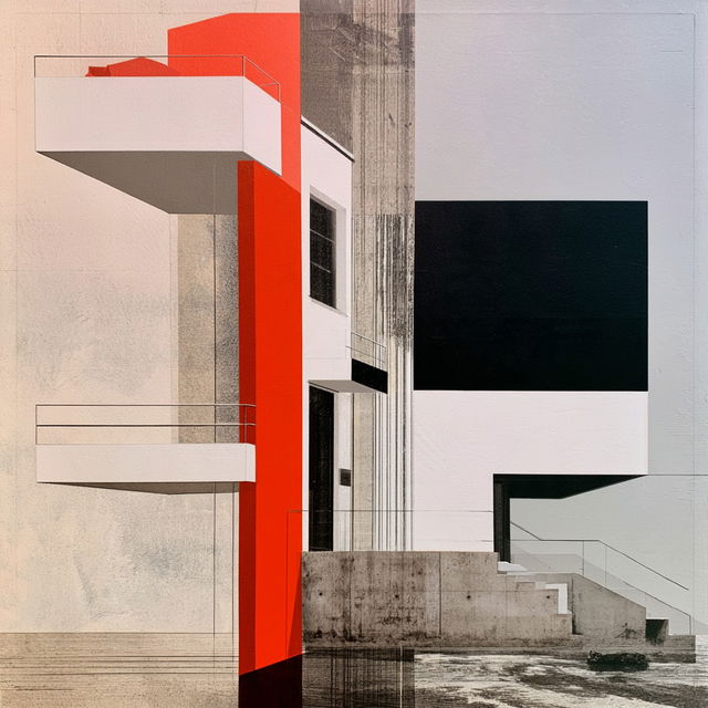 Walter Gropius style, Midjourney V8.2, render 1 of 4