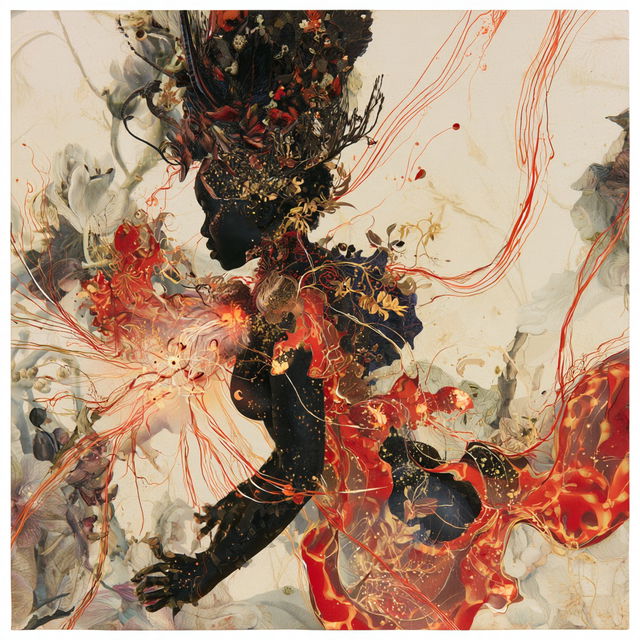Wangechi Mutu style, Midjourney V8.2, render 2 of 4