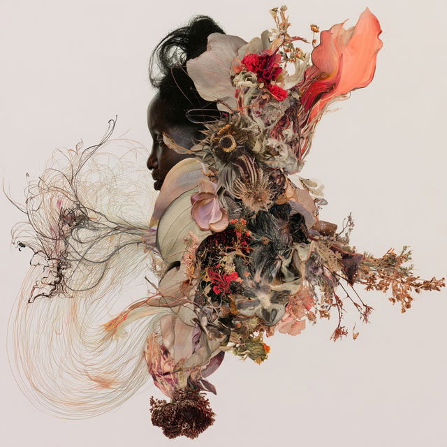 Wangechi Mutu style, Midjourney V8.2, render 1 of 4