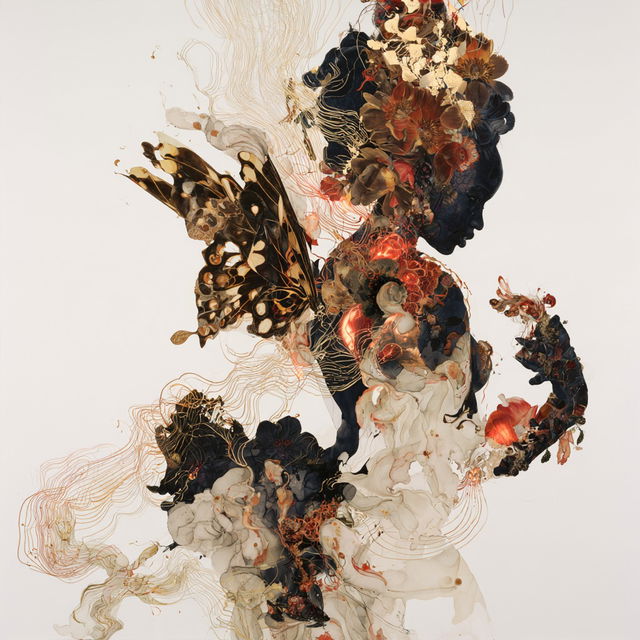 Wangechi Mutu style, Midjourney V8.2, render 3 of 4