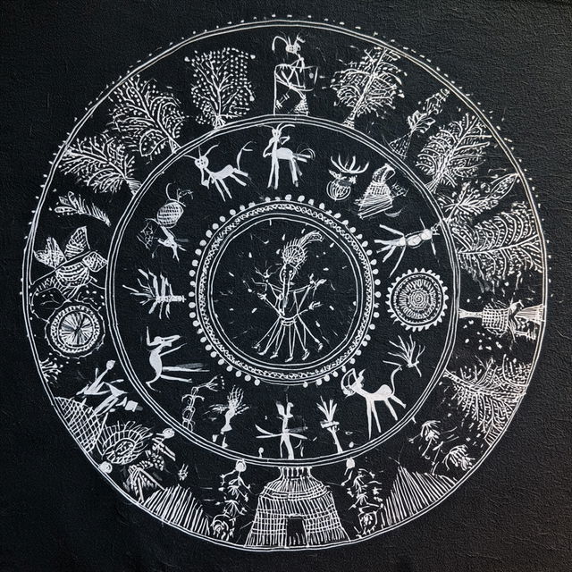Warli painting style, Midjourney V8.2, render 4 of 4