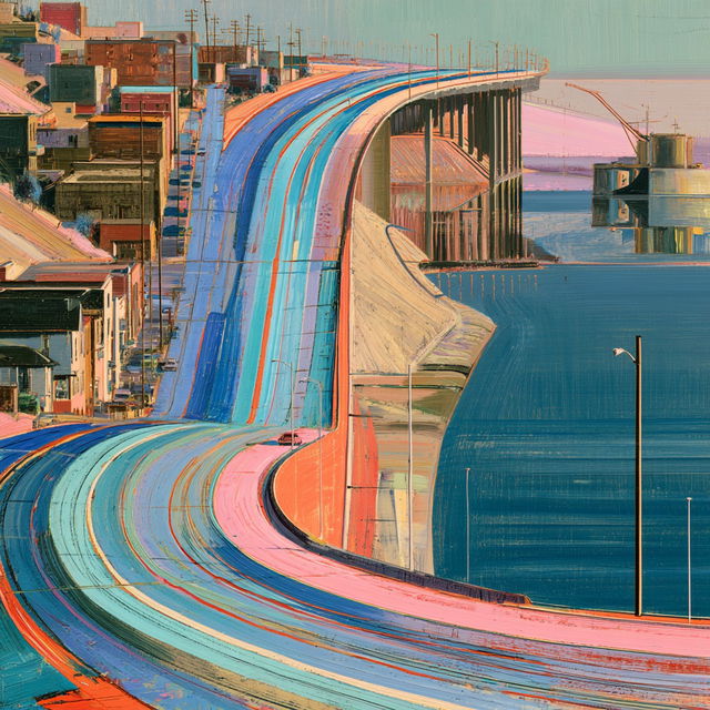 Wayne Thiebaud style, Midjourney V8.2, render 4 of 4