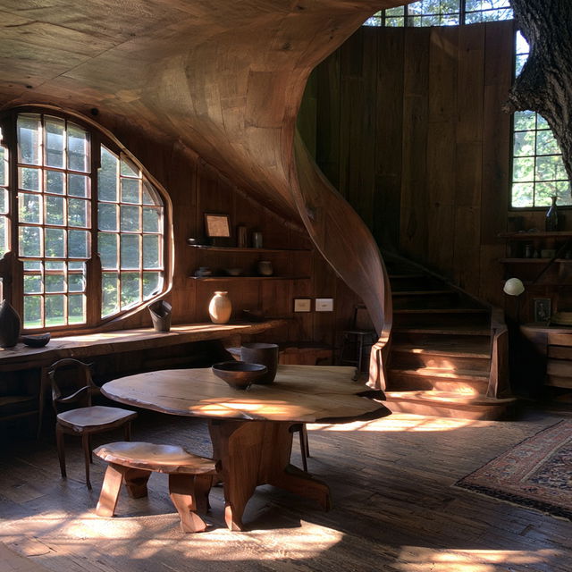 Wharton Esherick style, Midjourney V8.2, render 1 of 4