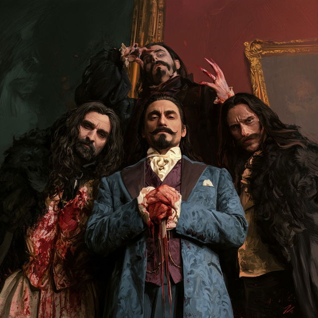 What We Do In The Shadows style, Midjourney V8.2, render 1 of 4